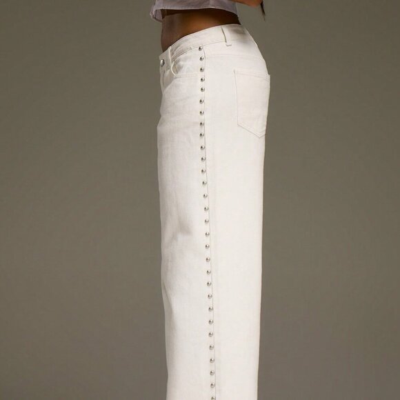 White Casual Women's Wide Leg Denim Jeans - Picture 3 of 6
